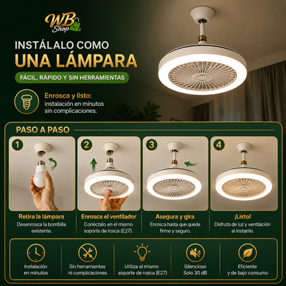 Ventilador Silencioso con Luz - dos en uno