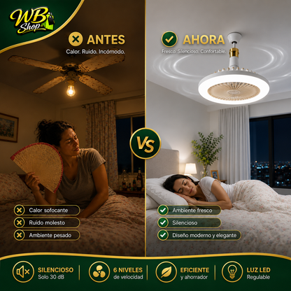 Ventilador Silencioso con Luz - dos en uno